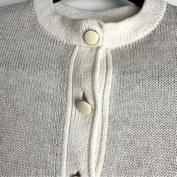 St.John For Saks Fifth Avenue Gray Cream Vintage70’s Quarter Button KnitDress 10 - Picture 6 of 15